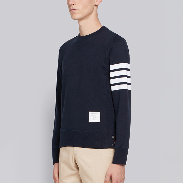 Purchase トムブラウン クラシック 4ストライプ ロゴ プルオーバースウェットシャツ ネイビー MJT021L-00535-461