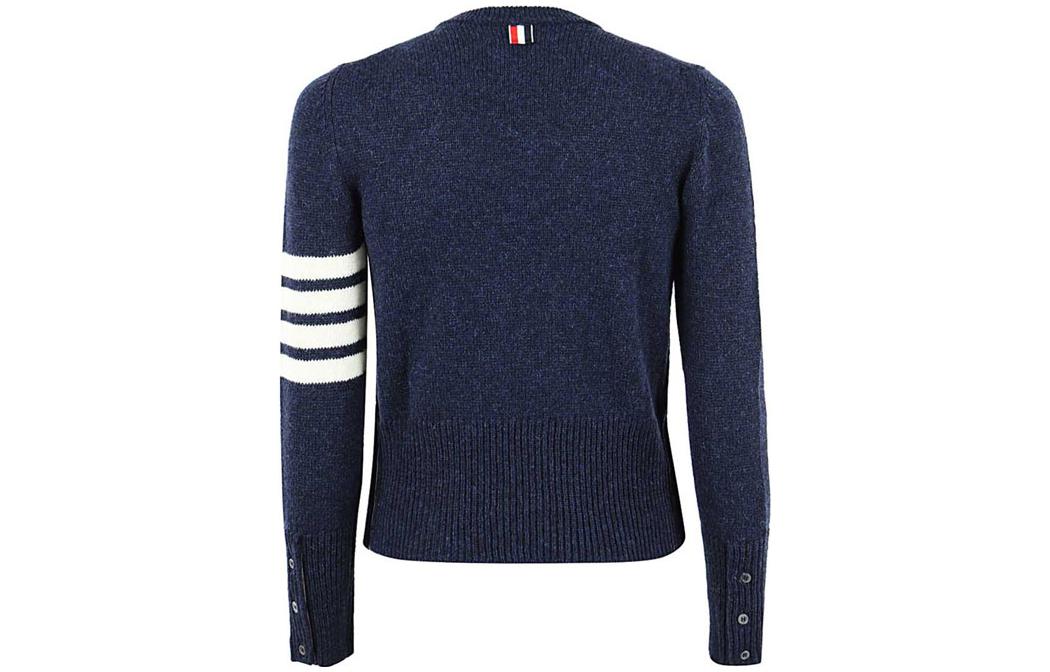 Lookbook THOM BROWNE Classic Four-Stripe Wool Crewneck Sweater Blue MKA317A-01085-415