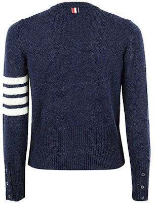 THOM BROWNE Classic Four-Stripe Wool Crewneck Sweater Blue MKA317A-01085-415 Lookbook THOM BROWNE Classic Four-Stripe Wool Crewneck Sweater Blue MKA317A-01085-415