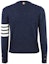 Lookbook THOM BROWNE Classic Four-Stripe Wool Crewneck Sweater Blue MKA317A-01085-415
