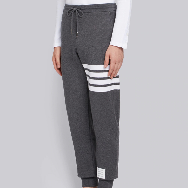 Purchase Thom Browne Classic Grey 4-Bar Knitted Track Pants Men’s Spring Fall MJQ008H00535-025