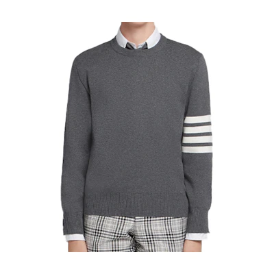 Thom Browne Classic Grey Four-Stripe Crewneck Knit Sweatshirt MKA202A-00219-035