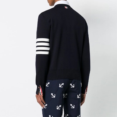 Thom Browne Classic Ivy Boy 4-Bar Navy Blue Baju Sejuk Rajut Pullover. MKA202A-00219-415 Purchase Thom Browne Classic Ivy Boy 4-Bar Navy Blue Baju Sejuk Rajut Pullover. MKA202A-00219-415