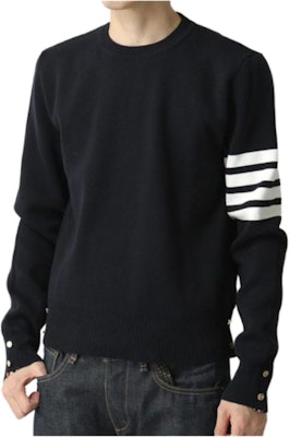 Thom Browne Classic Ivy Boy 4-Bar Navy Blue Baju Sejuk Rajut Pullover. MKA202A-00219-415 Sizing Thom Browne Classic Ivy Boy 4-Bar Navy Blue Baju Sejuk Rajut Pullover. MKA202A-00219-415