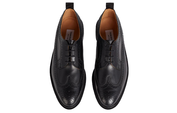 Lookbook Thom Browne Lelaki Classic Longwing Brogue 'Hitam Berkilau' MFD002A06764001