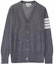 Buy Thom Browne Cardigan Wol Merino Abu-abu 4-Bar Stripe V-Neck Sweater Classic MKC002A-00014-038