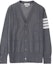 Order Thom Browne Cardigan Wol Merino Abu-abu 4-Bar Stripe V-Neck Sweater Classic MKC002A-00014-038