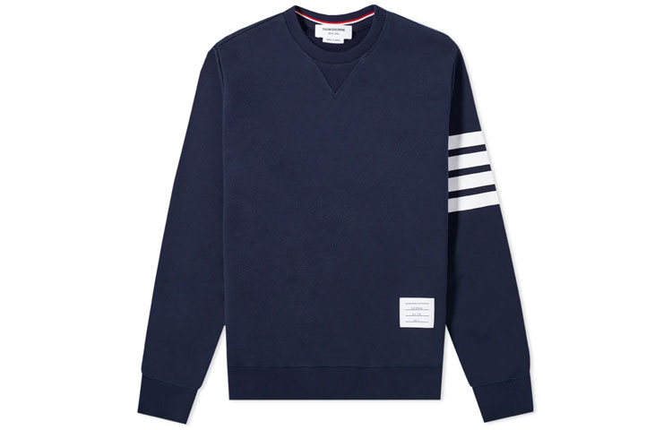 Thom Browne Classic Navy Blue Four-Bar Crewneck Sweatshirt MJT021H-00535-461