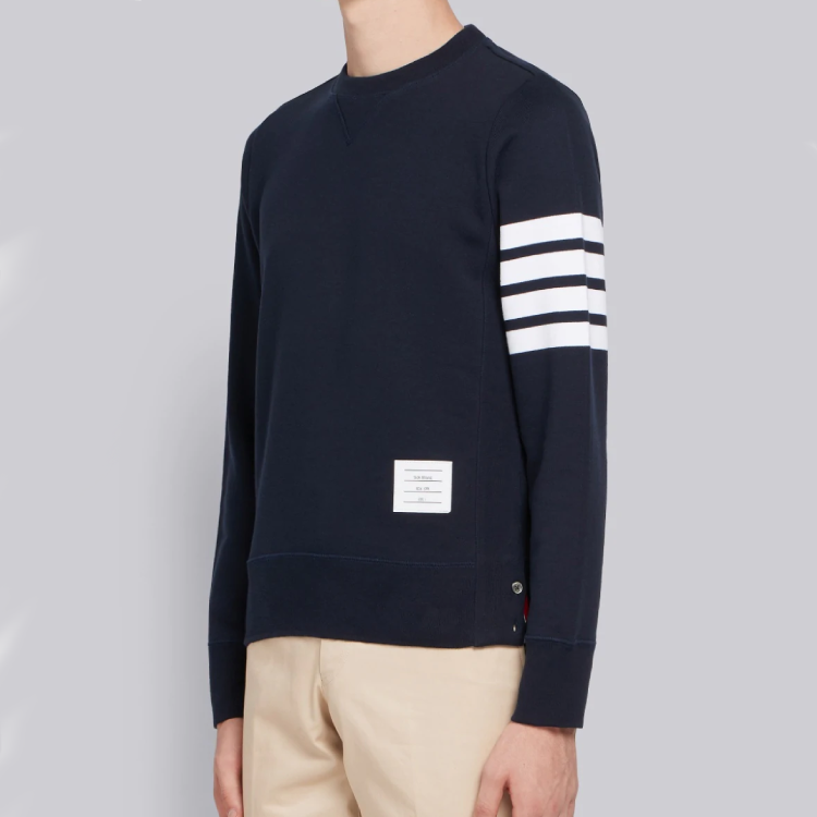 Lookbook トムブラウン クラシック ネイビー ブルー 4バー クルーネック スウェットシャツ MJT021H-00535-461