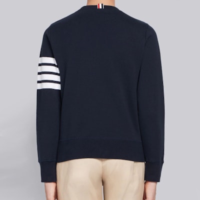トムブラウン クラシック ネイビー ブルー 4バー クルーネック スウェットシャツ MJT021H-00535-461 Shop トムブラウン クラシック ネイビー ブルー 4バー クルーネック スウェットシャツ MJT021H-00535-461