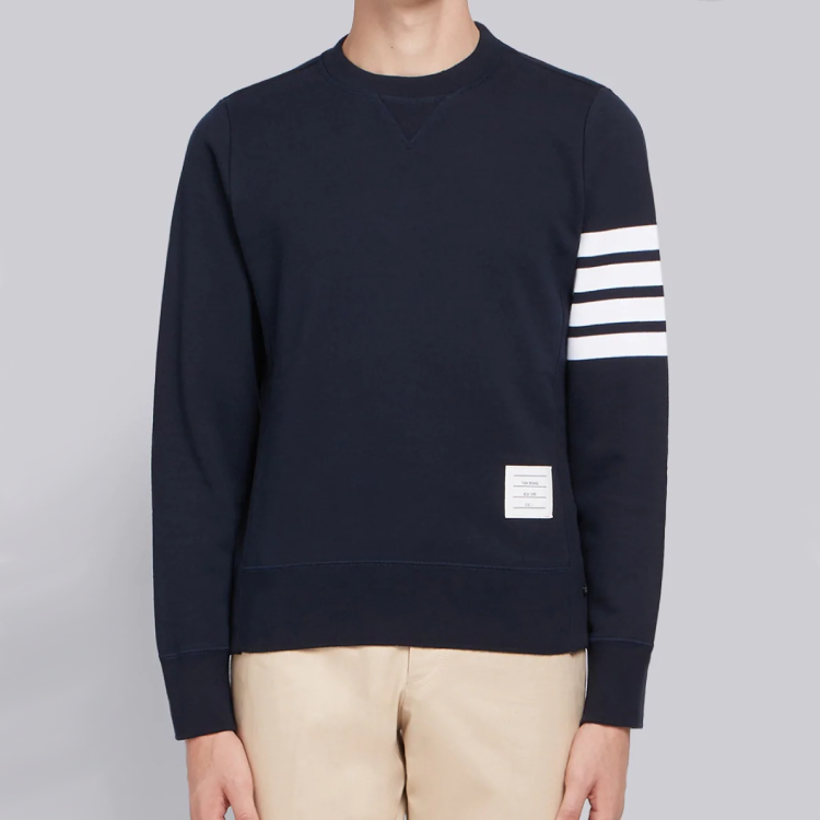 Purchase トムブラウン クラシック ネイビー ブルー 4バー クルーネック スウェットシャツ MJT021H-00535-461