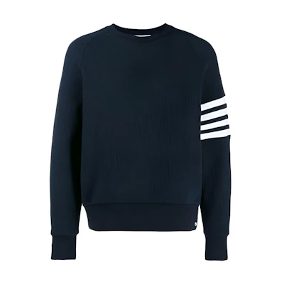 Thom Browne Classic Navy Sweatshirt with Four Stripes - Fall Season. MJT205A-06452-415