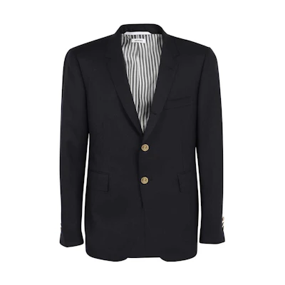 THOM BROWNE Classic Navy Wool Slim Fit Blazer MJC001A-00626-415