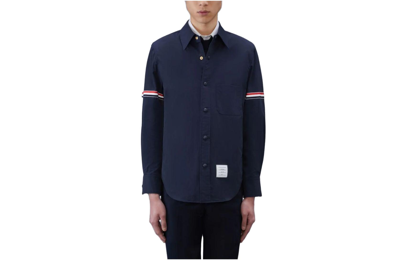 Thom Browne Classic RWB Stripe Sleeve Button-Down Shirt Navy Blue Spring MJO067A-04391-415