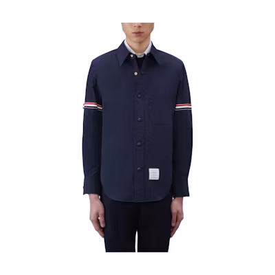 Thom Browne Classic RWB Stripe Sleeve Button-Down Shirt Navy Blue Spring MJO067A-04391-415