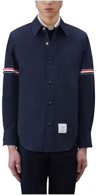 톰 브라운 클래식 RWB 스트라이프 소매 버튼다운 셔츠 네이비 블루 봄 MJO067A-04391-415 Order 톰 브라운 클래식 RWB 스트라이프 소매 버튼다운 셔츠 네이비 블루 봄 MJO067A-04391-415