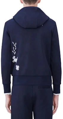 Thom Browne Classic Sailing Hoodie Navy Blue Animal Print Pullover MJT431E-03377-415 Lookbook Thom Browne Classic Sailing Hoodie Navy Blue Animal Print Pullover MJT431E-03377-415