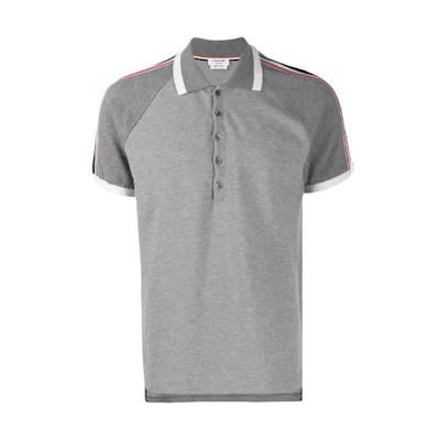 THOM BROWNE Classic Stripe Polo Shirt Light Grey MJP086A-00050-055