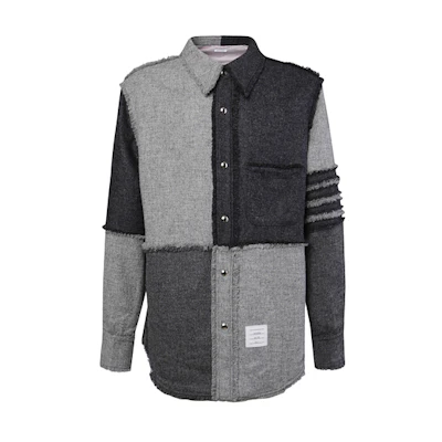 Thom Browne Color-Block Casual Jacket for Men - Gray MJO151T-03793-055