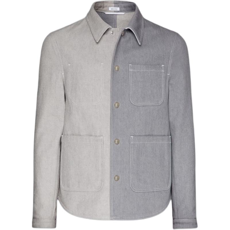 Thom Browne Colorblock Collar Gray Long Sleeve Jacket MJO230U-03028-035