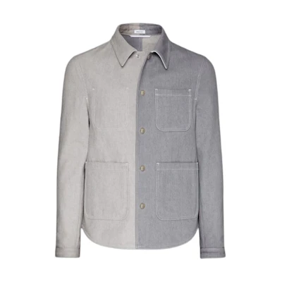 Thom Browne Colorblock Collar Gray Long Sleeve Jacket MJO230U-03028-035