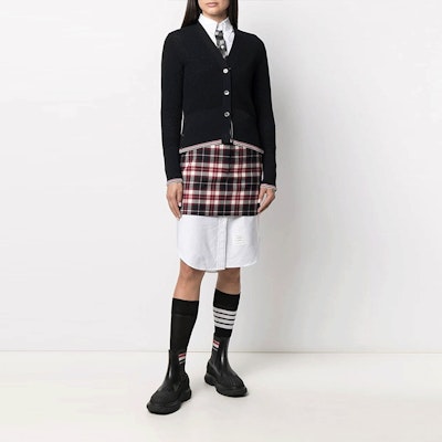 トムブラウン カラーブロック プラッド ミニスカート レッド 学校用エディション FGC595A-07474-960 Shop トムブラウン カラーブロック プラッド ミニスカート レッド 学校用エディション FGC595A-07474-960