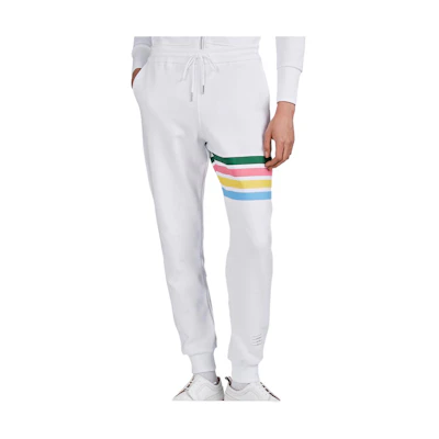 THOM BROWNE Colorblock Stripe Jogger Sweatpants Men’s White MJQ065E-04061-100