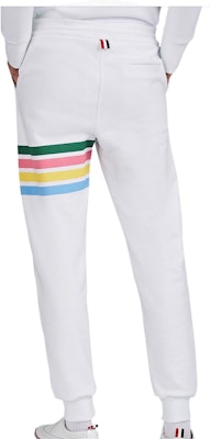 Pantalones Jogger Blancos Thom Browne para Hombre con Rayas Colorblock MJQ065E-04061-100 Shop Pantalones Jogger Blancos Thom Browne para Hombre con Rayas Colorblock MJQ065E-04061-100