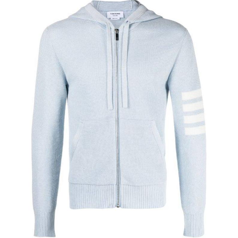 Thom Browne Colorblock Zip-Up Hoodie Jacket Light Blue MKT015A-Y6011-480
