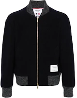 Thom Browne Colorblock Zip Baseball Collar Jacket Navy Blue MJT395A-J0100-415 Thom Browne Colorblock Zip Baseball Collar Jacket Navy Blue MJT395A-J0100-415
