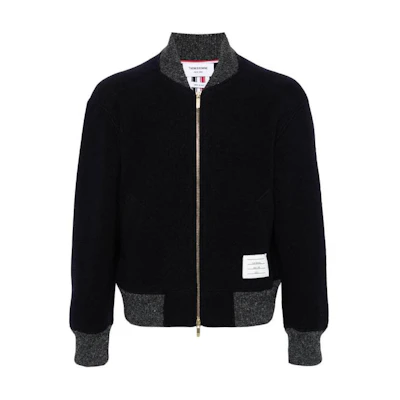 Thom Browne Colorblock Zip Baseball Collar Jacket Navy Blue MJT395A-J0100-415