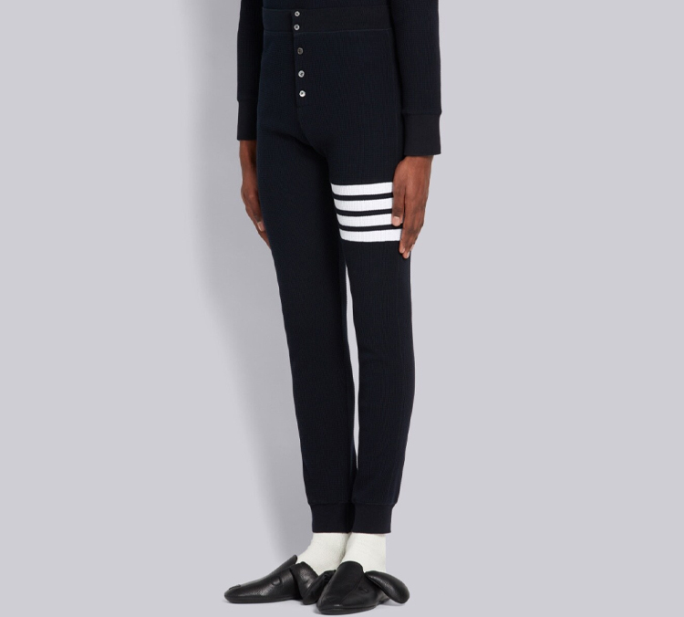 Purchase トムブラウン コンパクトワッフル 4バー ロングジョンズ ネイビーブルー 秋冬パンツ MJB012A-05802-415