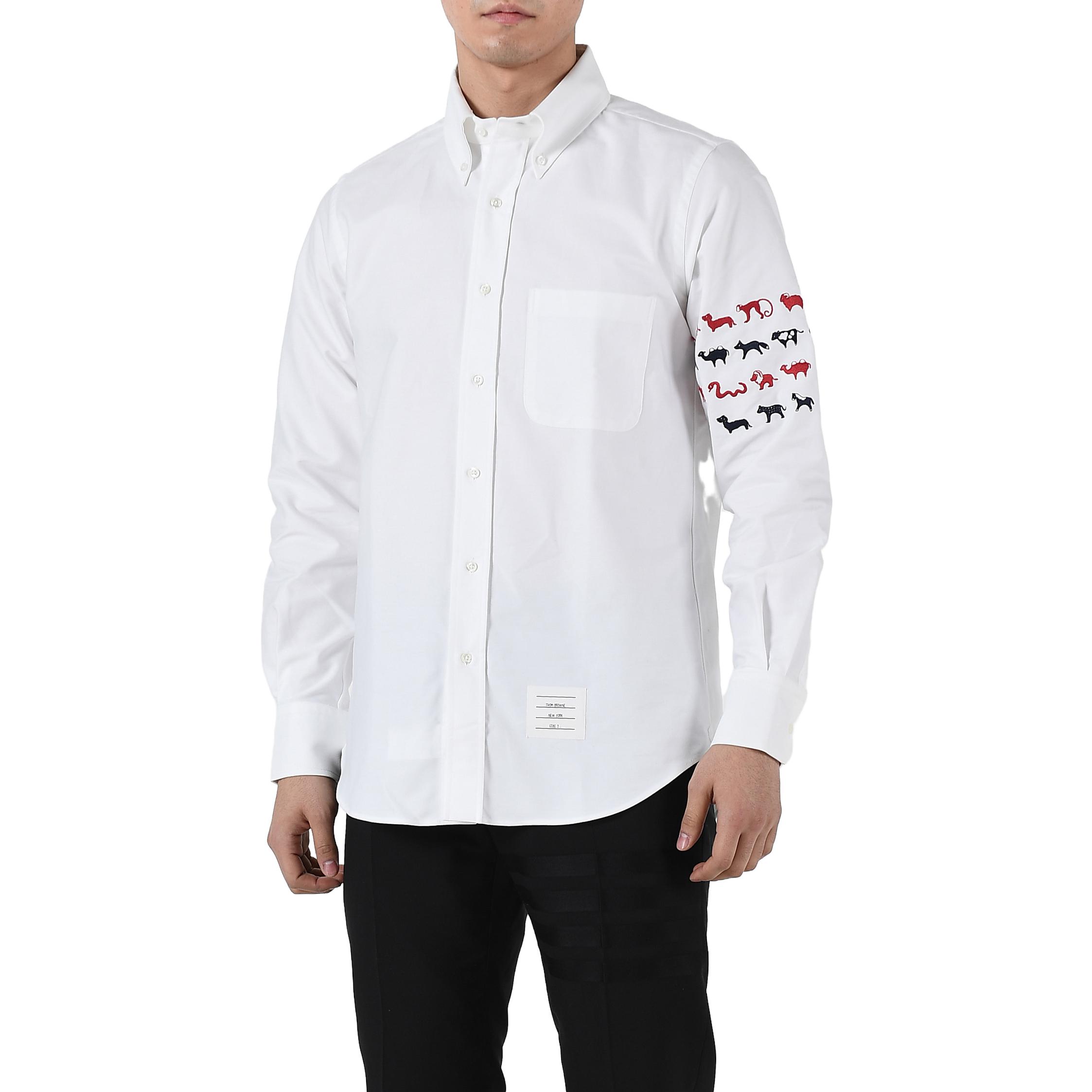 Thom Browne Embroidered 4-Stripe White Long Sleeve Shirt for Men MWL272E-06177-100 圖 6