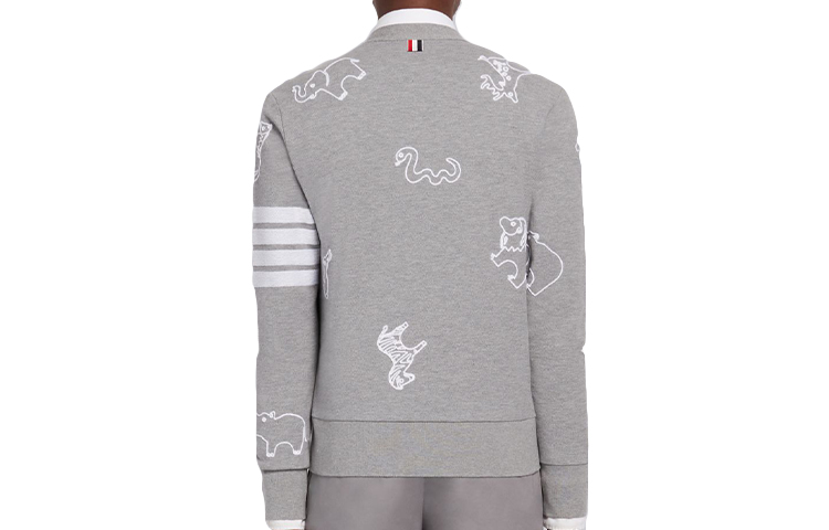 Thom Browne Embroidered V-Neck Striped Cardigan Light Grey Sweater MJT257E-00050-055 圖 3
