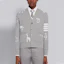 Shop Cárdigan Gris Claro Rayado con Cuello en V Bordado de Thom Browne. MJT257E-00050-055