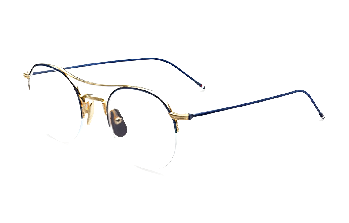 Thom Browne Fashion Stylish Pilot Optical Glasses Unisex Trendy Eyewear. TB903BTNVYGLD49