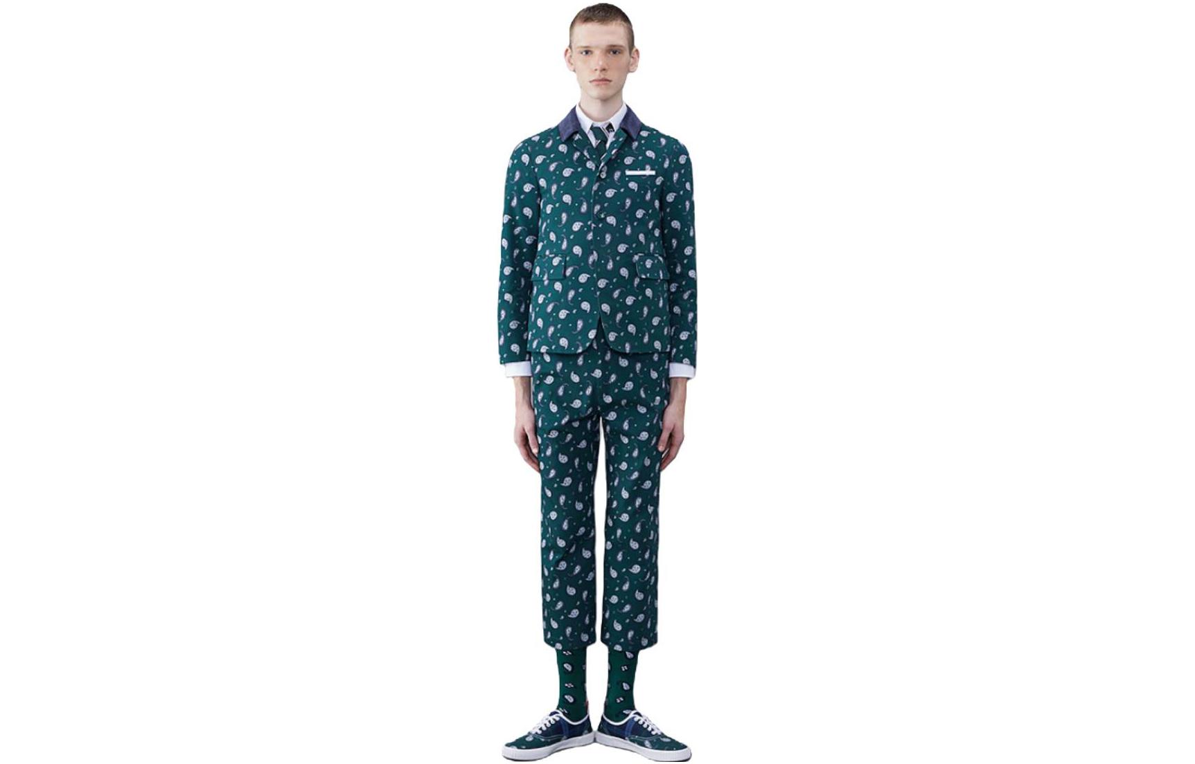 Thom Browne FF23 Green Printed Cotton Single-Breasted Jacket MJU471C-F0421-310