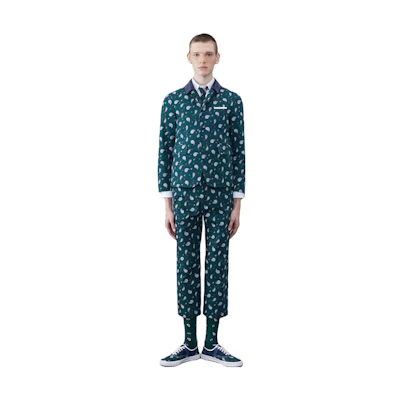 Thom Browne FF23 Green Printed Cotton Single-Breasted Jacket MJU471C-F0421-310