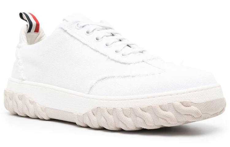 Order THOM BROWNE 野外棉布低筒綁帶時尚板鞋 男款 白色