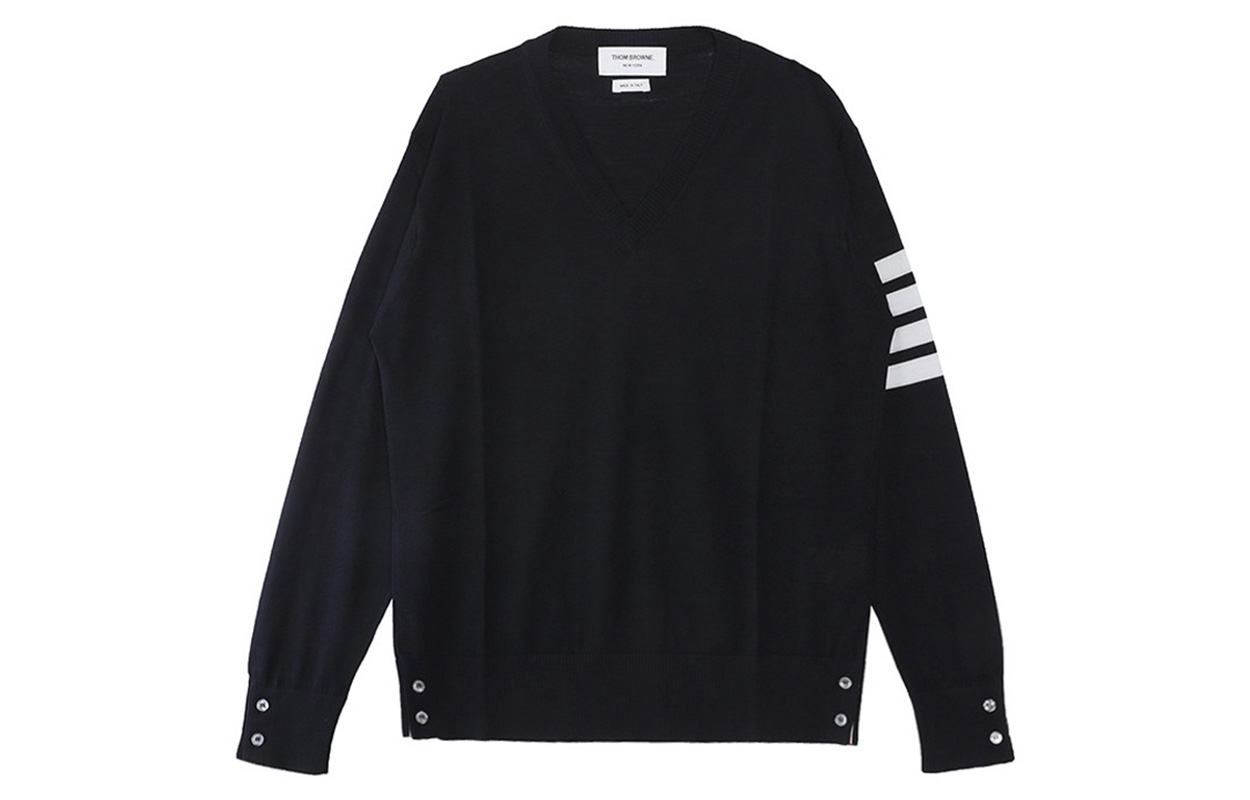 Thom Browne Four-Bar Crewneck Knit Sweater Blue MKA230A-00014-415