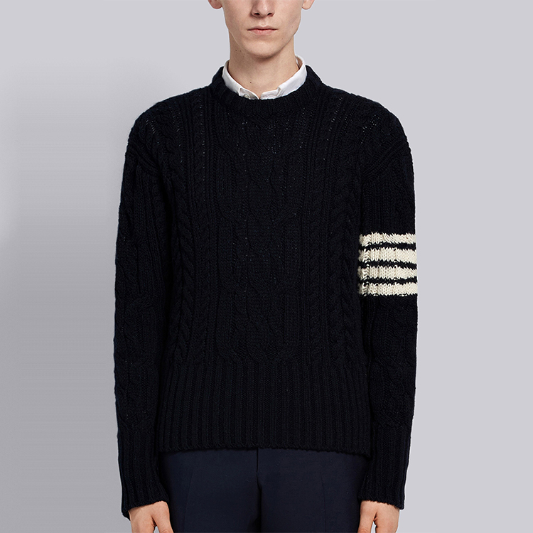 Thom Browne Four-Bar Navy Mohair Wool Crewneck Knit Sweater MKA233A-00278-415 圖 3