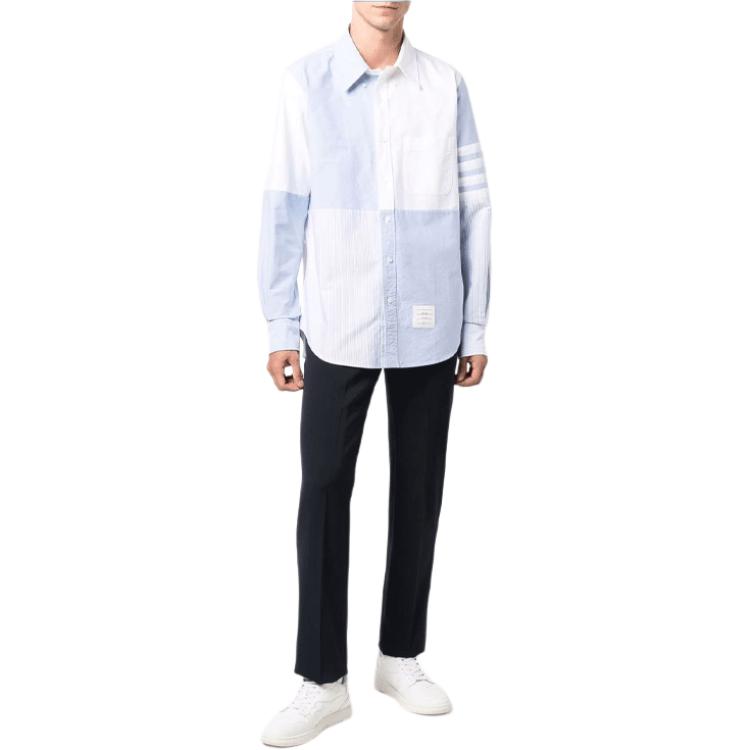 Thom Browne Four-Bar Striped Colorblock Shirt Blue MWL324A-06177-480