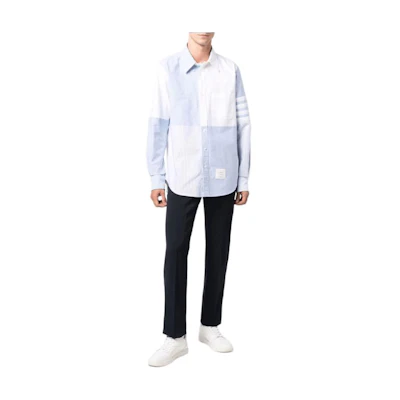 Thom Browne Four-Bar Striped Colorblock Shirt Blue MWL324A-06177-480