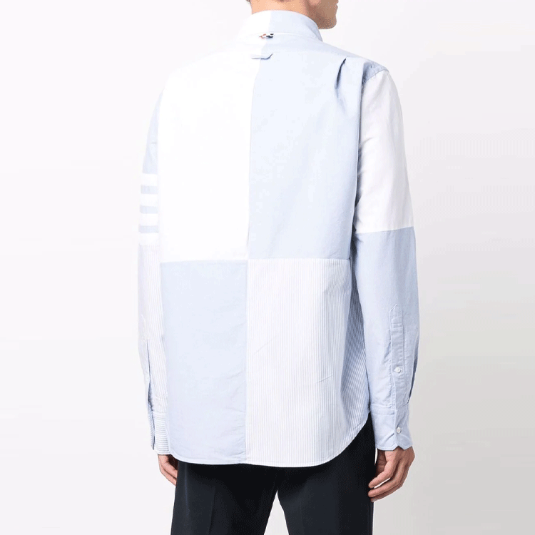 Thom Browne Four-Bar Striped Colorblock Shirt Blue MWL324A-06177-480 圖 5