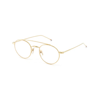 Thom Browne Full-Rim Double Bridge Titanium Aviator Eyeglasses Gold Unisex. UEO101A-G0001-715
