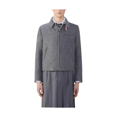 Thom Browne Full-Zip Collar Long Sleeve Jacket - Mid Grey MJO221A-F0582-035