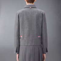 Shop Thom Browne 拉鍊翻領長袖外套 - 中灰色 MJO221A-F0582-035