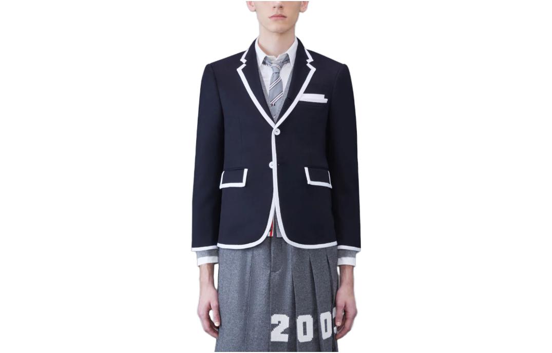 Thom Browne Fun-Mix Cashmere 2003 Classic Sport Coat Blue Blazer Jacket MJC001E-E0694-415