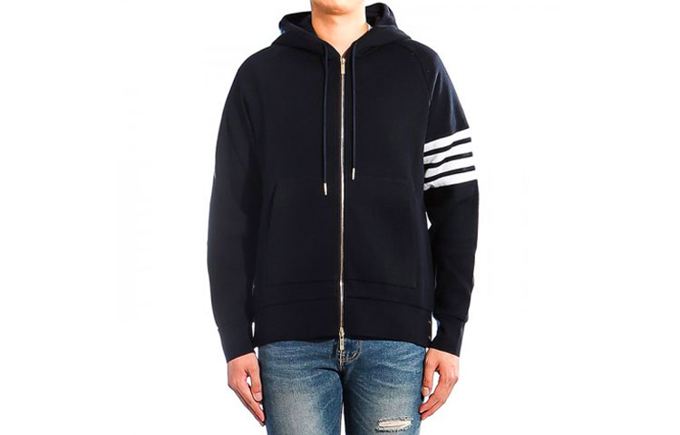 Thom Browne FW20 Classic 4-Bar Waffle Hoodie Navy Blue MJT204A-06452-415