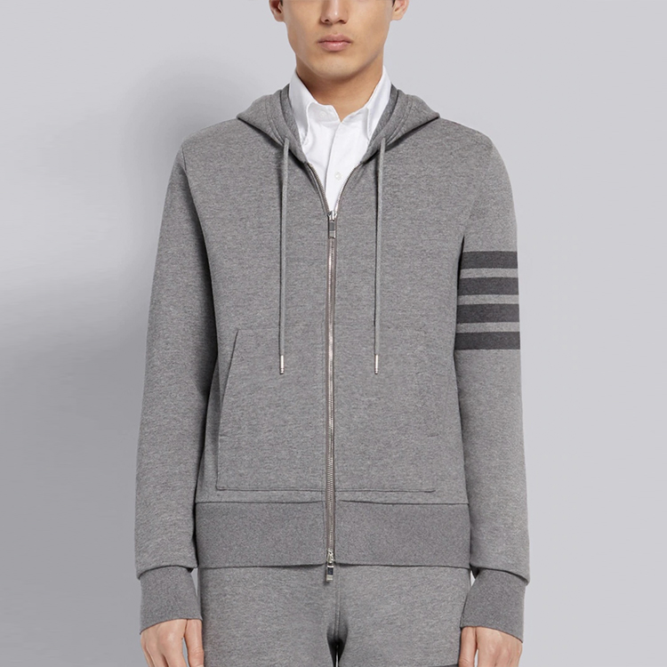 Sizing トム ブラウン FW20 クラシック 4ストライプ ジップパーカー グレー MJT249A-06910-035